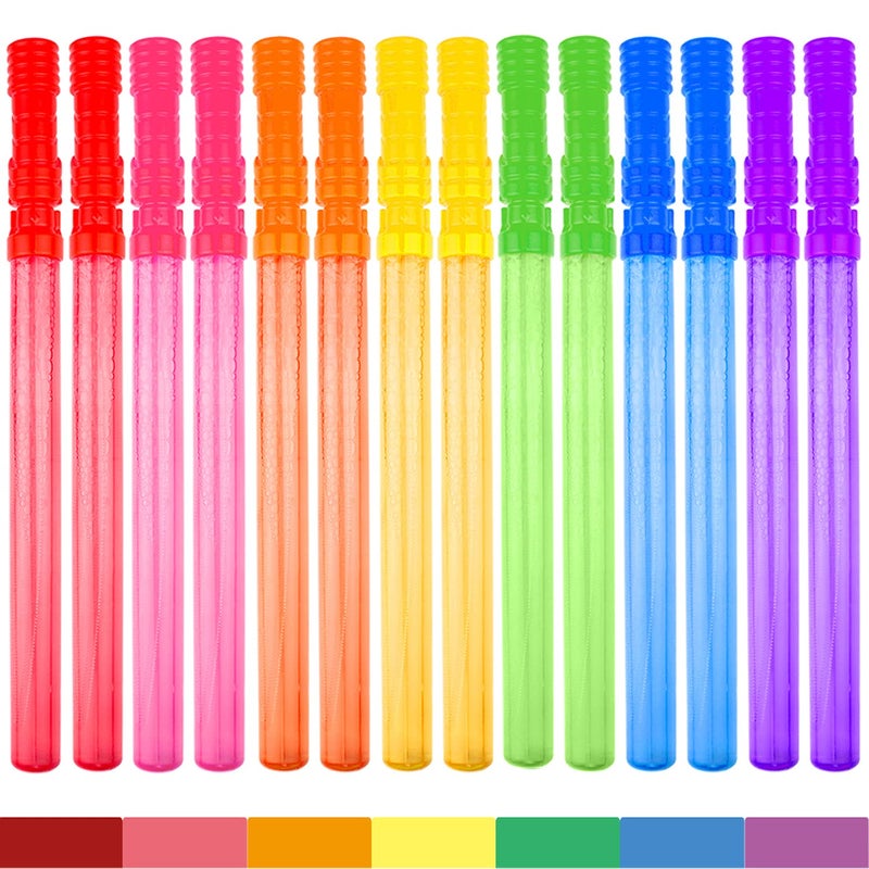 MAPIXO Bubble Wand, 14" Big Bubble Wand Set(14 Pack 7 Colour), Non-Toxic Smelless Bubble Toy for Kids Child Birthday Party Favor Wedding Summer Outdoor Activity Bathroom Bath Toys, by MAPIXO - Image 1